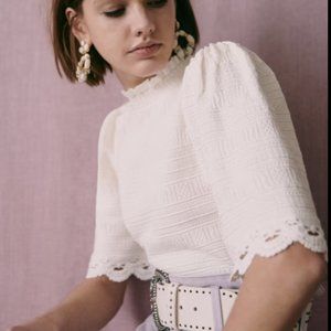 Sezane Victorian Top - Ivory